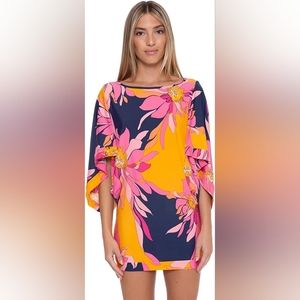 Trina Turk 'Breeze' Draped-Sleeve Tunic Swimsuit Cover-Up, Multicolor NWT